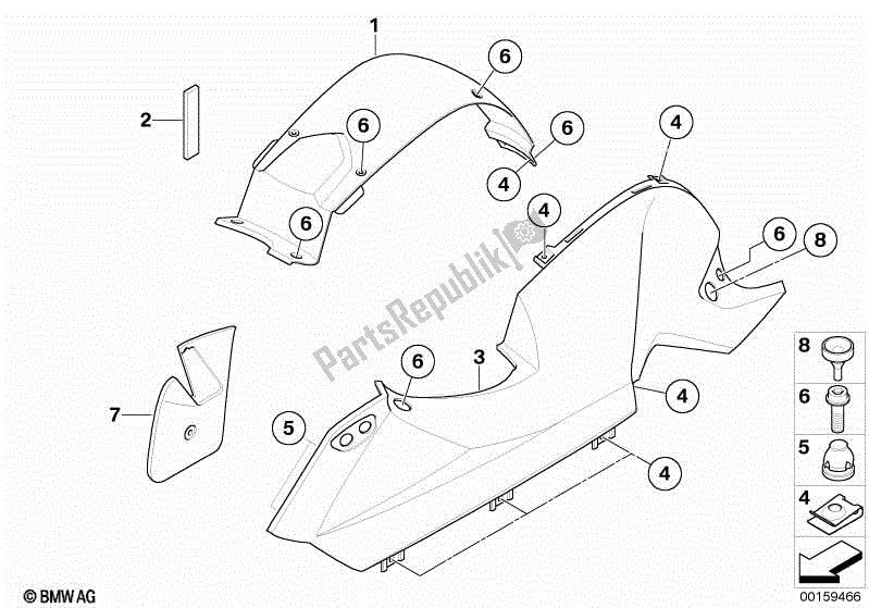 Todas las partes para Sección Lateral Del Carenado / Parte Central de BMW F 800 ST K 71 2006 - 2012