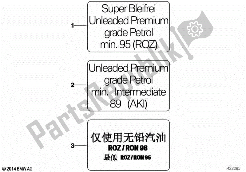 Todas las partes para Etiqueta De Aviso Para Combustible de BMW F 800 ST K 71 2006 - 2012