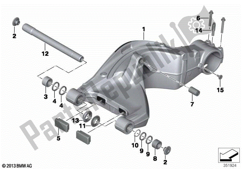 Alle onderdelen voor de Achterwiel Zwaaiende Arm van de BMW F 800 ST K 71 2006 - 2012