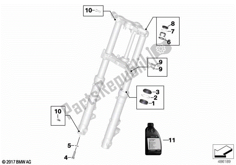 Alle onderdelen voor de Service Van Telescopische Vorken van de BMW F 800 ST K 71 2006 - 2012