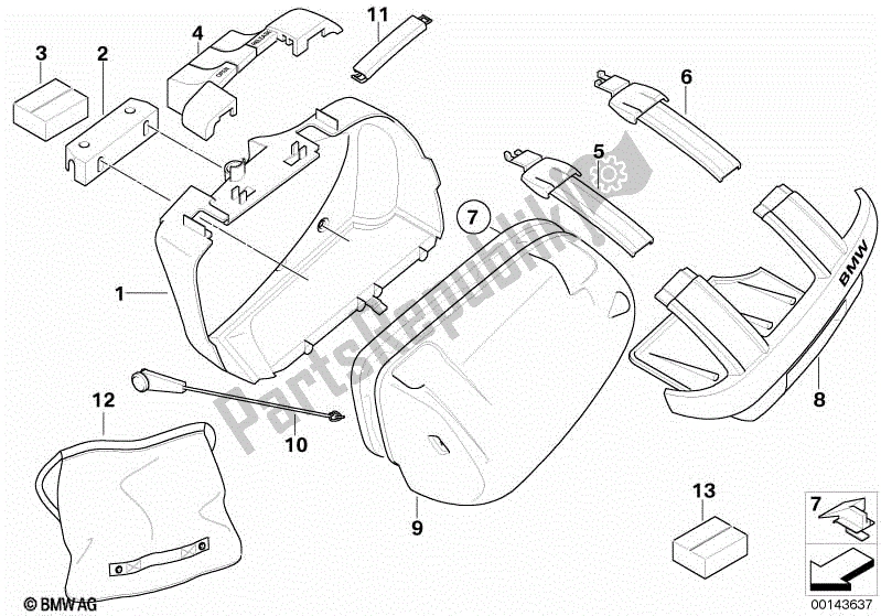 Todas las partes para Maleta Deportiva Piezas Individuales de BMW F 800 ST K 71 2006 - 2012