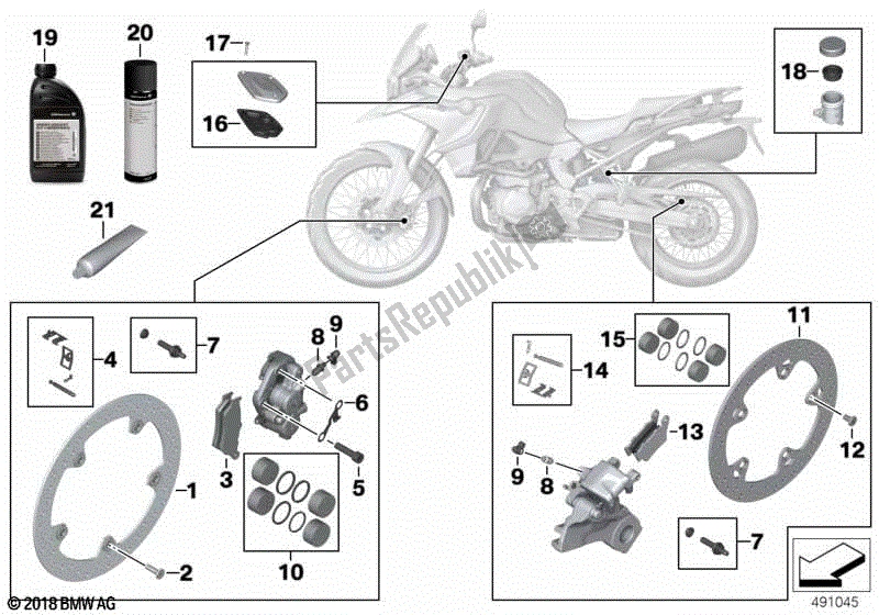 Alle onderdelen voor de Rem Service van de BMW F 850 GS K 81 2018 - 2021