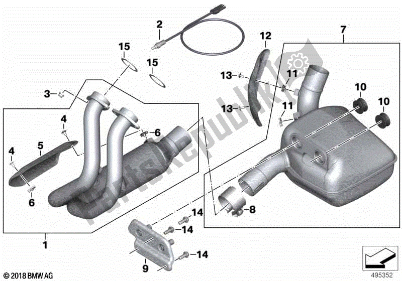 Todas las partes para Colector De Escape Con Silenciador Delantero de BMW F 850 GS K 81 2018 - 2021