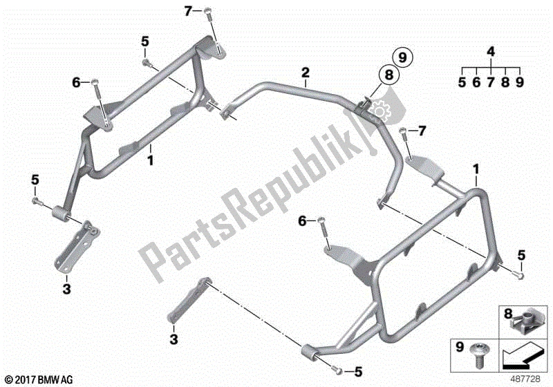 Alle onderdelen voor de Kofferdrager Voor Aluminium Koffer van de BMW F 850 GS Adventure K 82 2018 - 2021