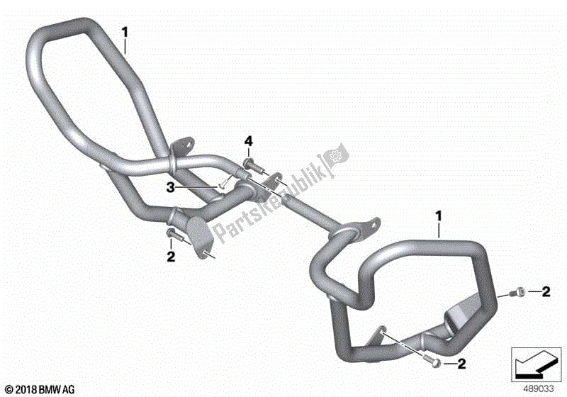 Alle onderdelen voor de Motorbeschermingsstang van de BMW F 850 GS Adventure K 82 2018 - 2021