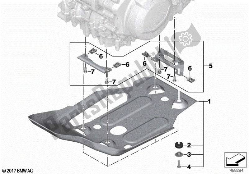 Alle onderdelen voor de Motor Beschermplaat Aluminium van de BMW F 850 GS Adventure K 82 2018 - 2021