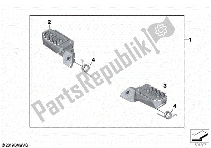 Tutte le parti per il Poggiapiedi Regolabile del BMW F 850 GS Adventure K 82 2018 - 2021