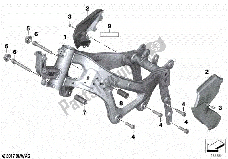 Alle onderdelen voor de Voorframe van de BMW F 850 GS Adventure K 82 2018 - 2021