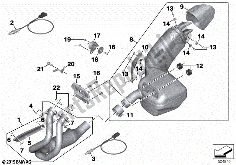 Alle onderdelen voor de Exhaust Manifold With End Muffler van de BMW F 900R K 83 2020 - 2021