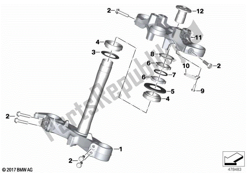 Alle onderdelen voor de Vorkbeugel, Onder / Boven van de BMW F 900R K 83 2020 - 2021