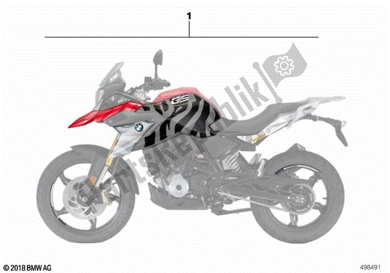 Alle onderdelen voor de Sticker Kit van de BMW G 310 GS K 02 2016 - 2020