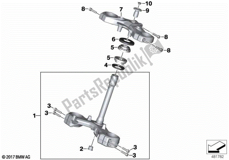 Alle onderdelen voor de Vorkbeugel, Onder / Boven van de BMW G 310 GS K 02 2016 - 2020