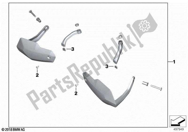 Alle onderdelen voor de Hand Beschermer van de BMW G 310 GS K 02 2016 - 2020