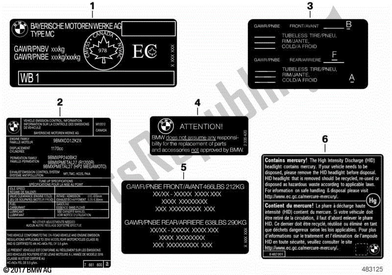 Todas las partes para Etiquetas Para Canadá de BMW G 310 GS K 02 2016 - 2020