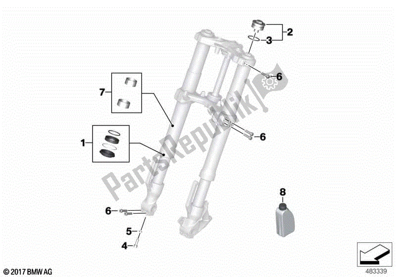 Alle onderdelen voor de Service Van Telescopische Vorken van de BMW G 310 GS K 02 2016 - 2020