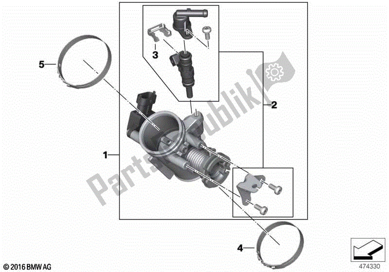 Alle onderdelen voor de Gasklephuis van de BMW G 310 GS K 02 2016 - 2020