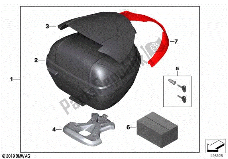 All parts for the Topcase Light 29l With Adapter Plate of the BMW G 310R K 03 2016 - 2020