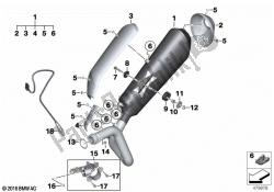 partes del sistema de escape con soportes