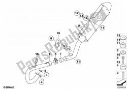 partes del sistema de escape con soportes