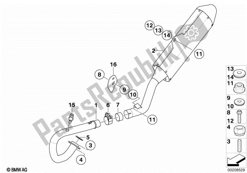 Wszystkie części do Cz?? Ci Uk? Adu Wydechowego Z Mocowaniami BMW G 450X K 16 2009 - 2010