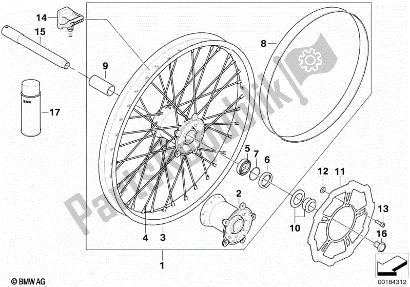 Todas las partes para Rueda De Radios, Delantera de BMW G 450X K 16 2009 - 2010