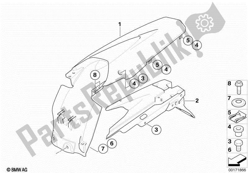 Todas las partes para Soporte De La Placa De La Cubierta De La Rueda de BMW G 450X K 16 2009 - 2010