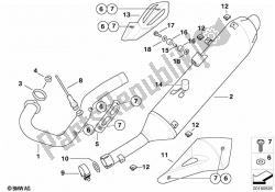 partes del sistema de escape con soportes