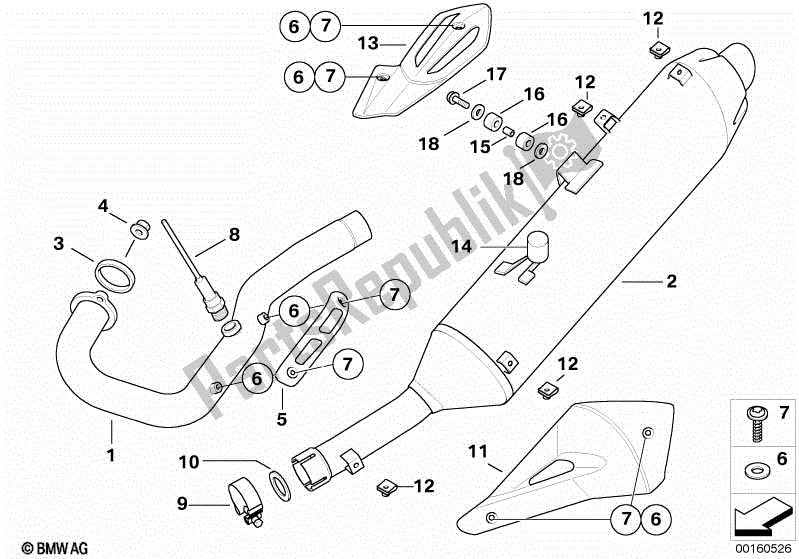 Todas las partes para Partes Del Sistema De Escape Con Soportes de BMW G 650 Xchallenge K 15 2006 - 2007