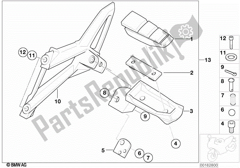 Todas las partes para Placa De Reposapiés / Reposapiés Trasero de BMW G 650 Xchallenge K 15 2006 - 2007