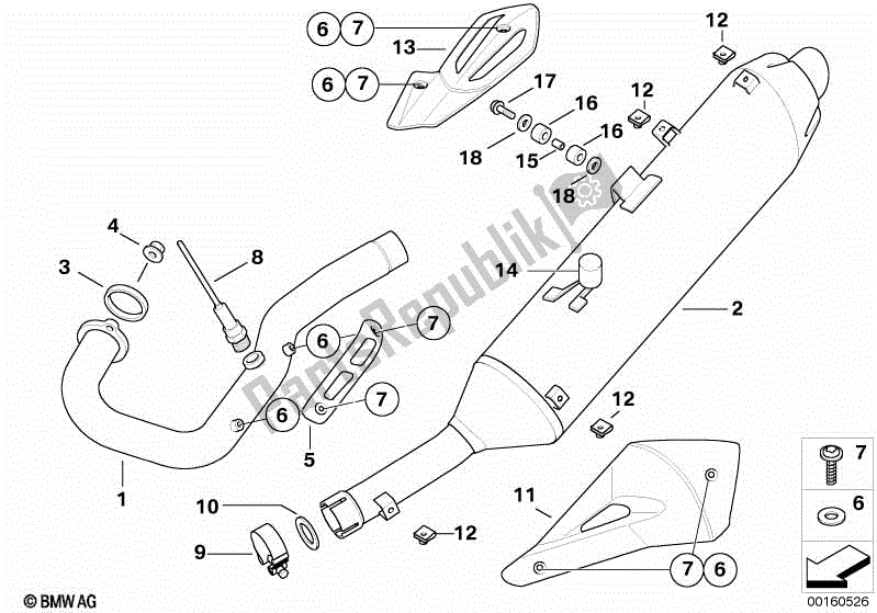 Todas las partes para Partes Del Sistema De Escape Con Soportes de BMW G 650 Xcountry K 15 2006 - 2007