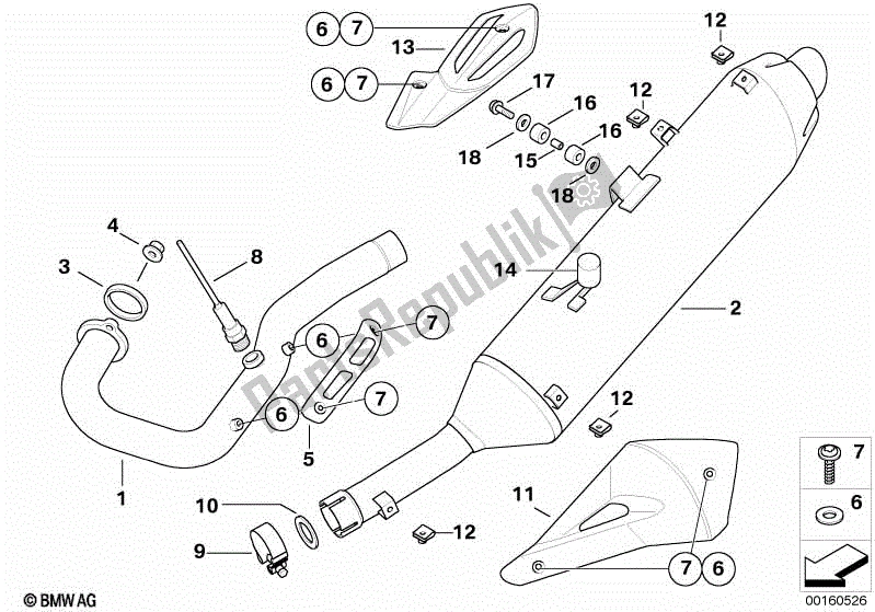 Tutte le parti per il Parti Del Sistema Di Scarico Con Supporti del BMW G 650 Xcountry K 15 2006 - 2007