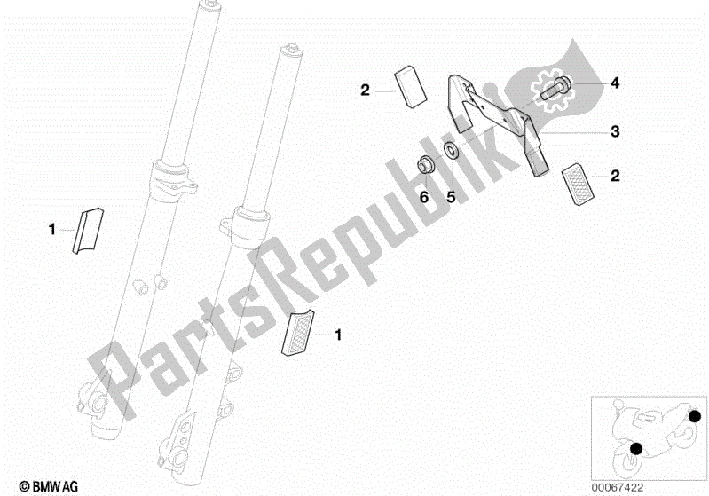 Todas las partes para Soporte De Matrícula Nosotros / Reflectores de BMW G 650 Xcountry K 15 2006 - 2007