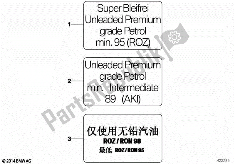 Todas las partes para Etiqueta De Aviso Para Combustible de BMW G 650 Xcountry K 15 2006 - 2007