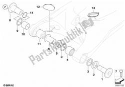 Rear wheel swinging arm, mounting