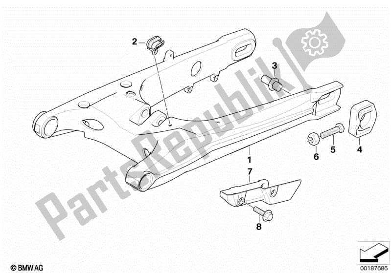 Todas las partes para Brazo Basculante De La Rueda Trasera de BMW G 650 Xcountry K 15 2006 - 2007