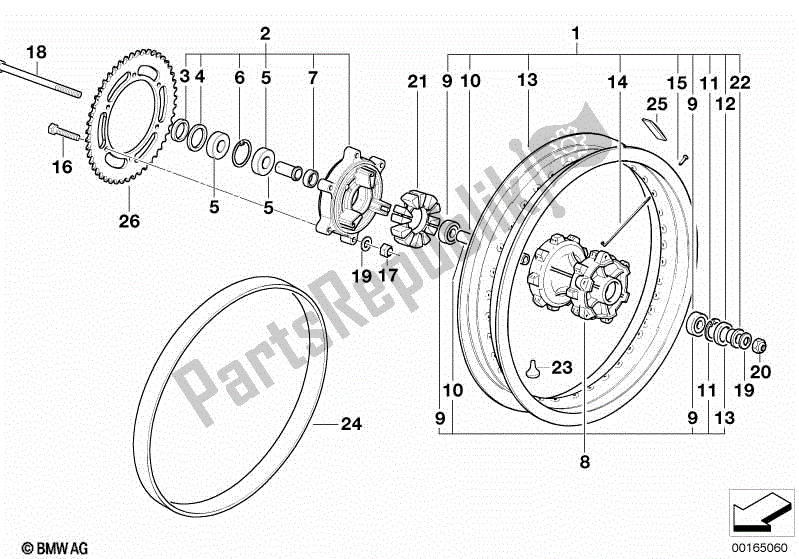 Todas las partes para Rueda De Radios, Trasera de BMW G 650 Xcountry K 15 2006 - 2007