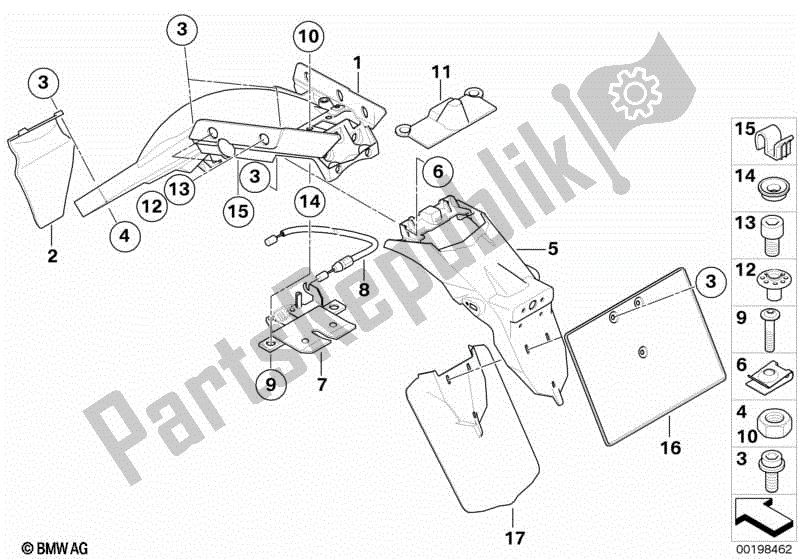 Todas las partes para Cubierta De Rueda, Trasera, Marco De Matrícula de BMW G 650 Xcountry K 15 2006 - 2007