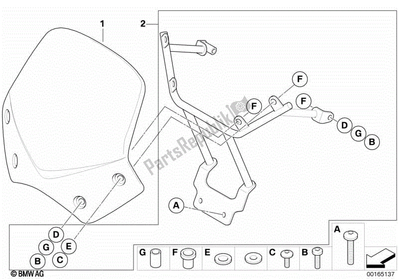 Todas las partes para Parabrisas, Deportivo, Tintado de BMW G 650 Xcountry K 15 2006 - 2007