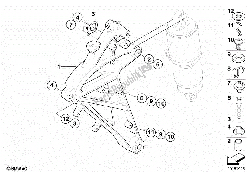 Alle onderdelen voor de Middenframe van de BMW G 650 Xcountry K 15 2007 - 2008