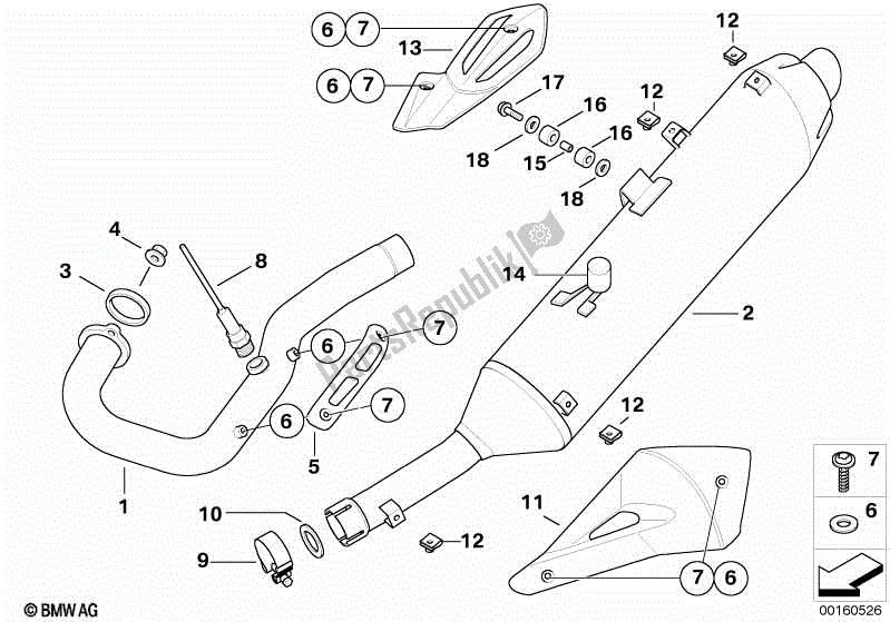 Todas las partes para Partes Del Sistema De Escape Con Soportes de BMW G 650 Xcountry K 15 2007 - 2008