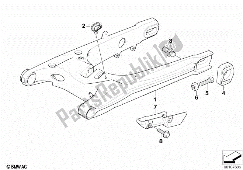 Wszystkie części do Wahacz Tylnego Ko? A BMW G 650 Xcountry K 15 2007 - 2008