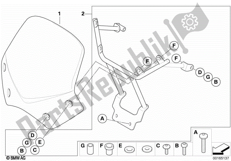 All parts for the Windshield, Sport, Tinted of the BMW G 650 Xcountry K 15 2007 - 2008