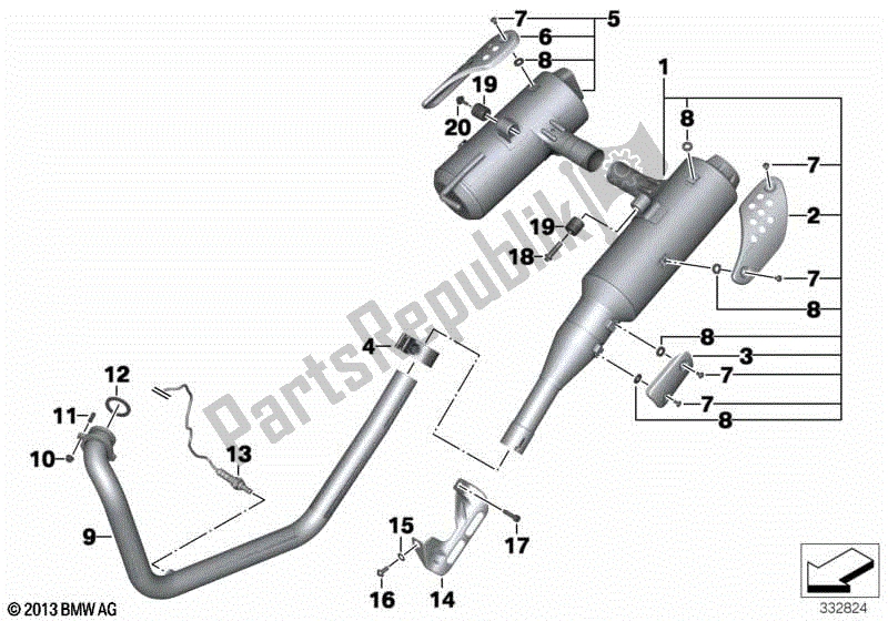 Todas las partes para Partes Del Sistema De Escape Con Soportes de BMW G 650 GS R 131 2010 - 2016