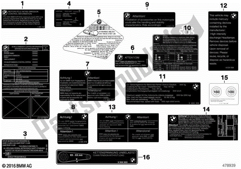 Alle onderdelen voor de Labels Voor De Vs. Van de BMW G 650 GS R 131 2010 - 2016