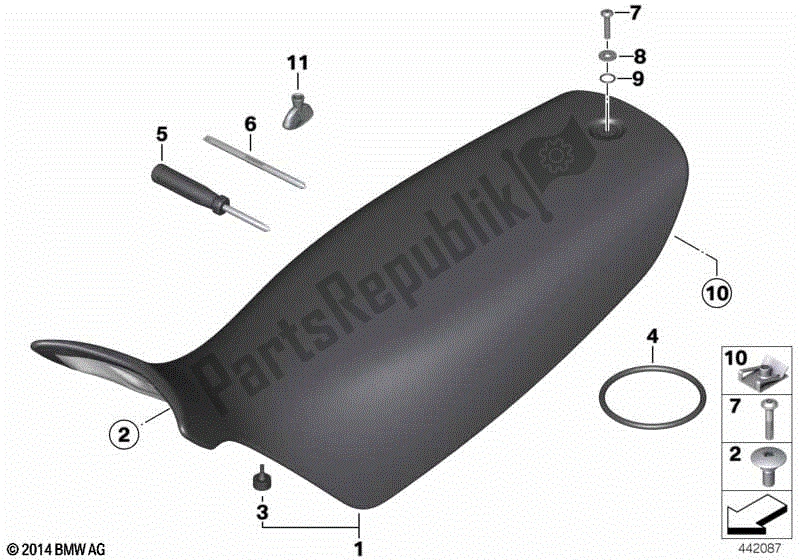 Todas las partes para Asiento De Banco Y Piezas De Montaje de BMW HP2 Enduro K 25 H 20 2005 - 2007