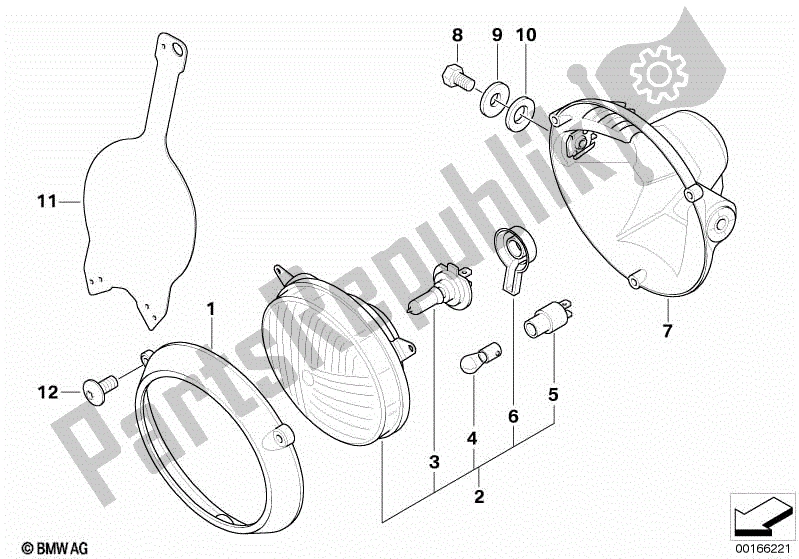 Todas las partes para Faro de BMW HP2 Enduro K 25 H 20 2005 - 2007