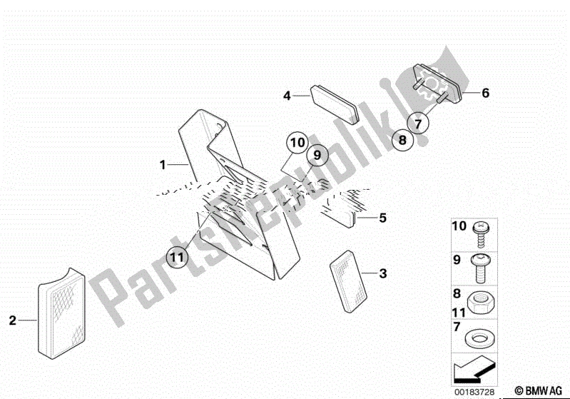 Todas las partes para Soporte De Matrícula Nosotros / Reflectores de BMW HP2 Enduro K 25 H 20 2005 - 2007