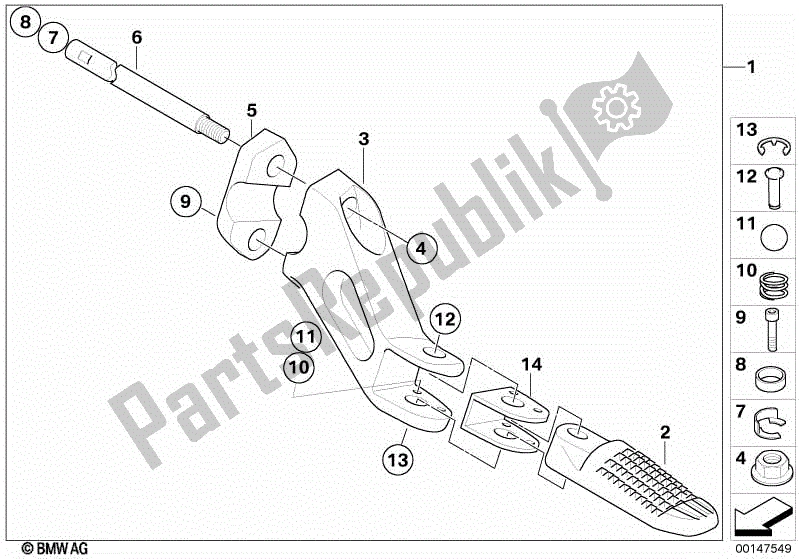 Todas las partes para Reposapiés Para Pasajeros de BMW HP2 Enduro K 25 H 20 2005 - 2007