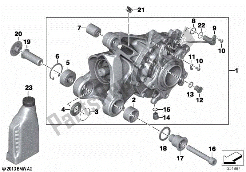 Todas las partes para Caja De Cambios En ángulo Recto, Trasera de BMW HP2 Enduro K 25 H 20 2005 - 2007