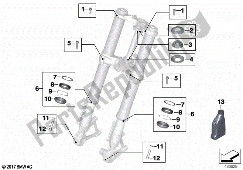 Todas las partes para Servicio De Horquillas Telescópicas de BMW HP2 Enduro K 25 H 20 2005 - 2007